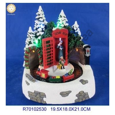 Animated Christmas Village with Santa & Children